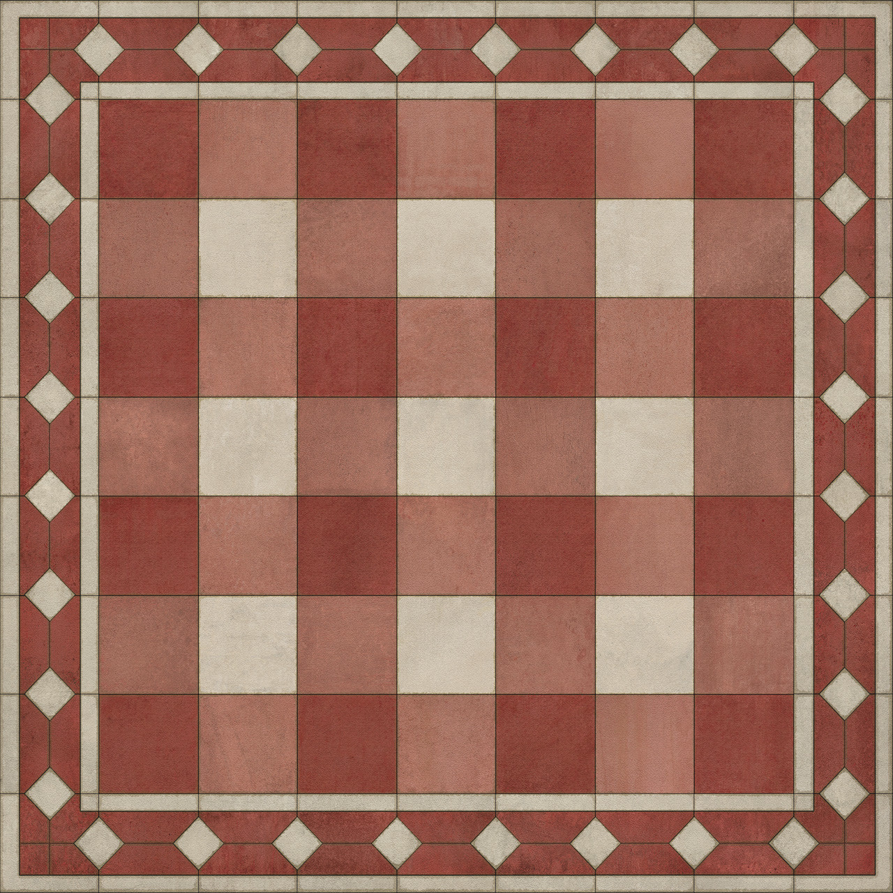 Spicher vinyl floor cloth mat williamsburg gingham tile red | Pura
