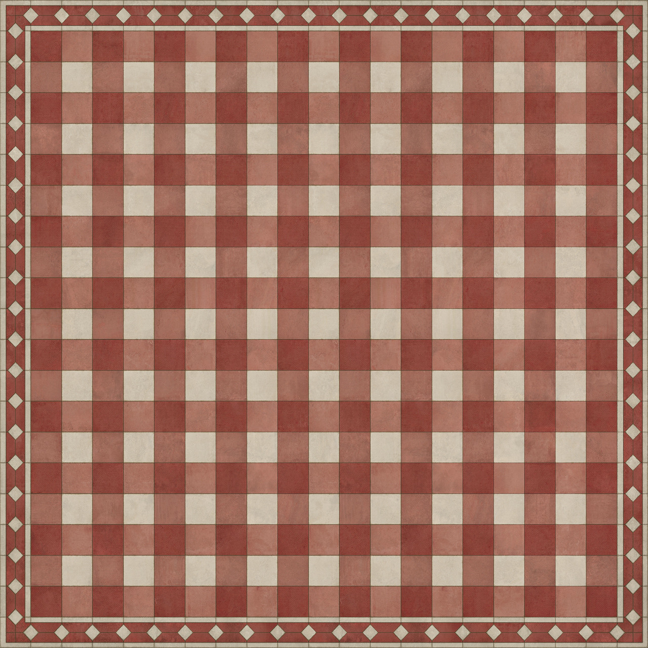 Williamsburg Gingham Tile Red - vinyl floor cloth sizes 96x96, 120x120