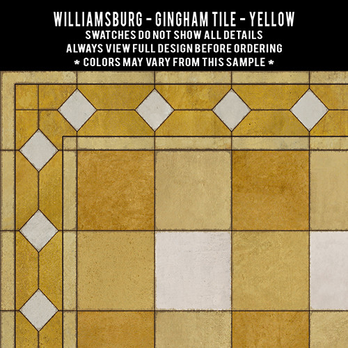 Williamsburg Gingham Tile Yellow - vinyl floor cloth swatch sample