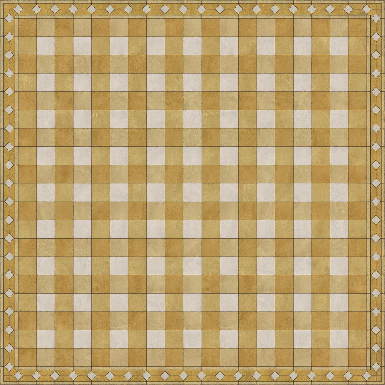 Williamsburg Gingham Tile Yellow - vinyl floor cloth sizes 96x96, 12x0120