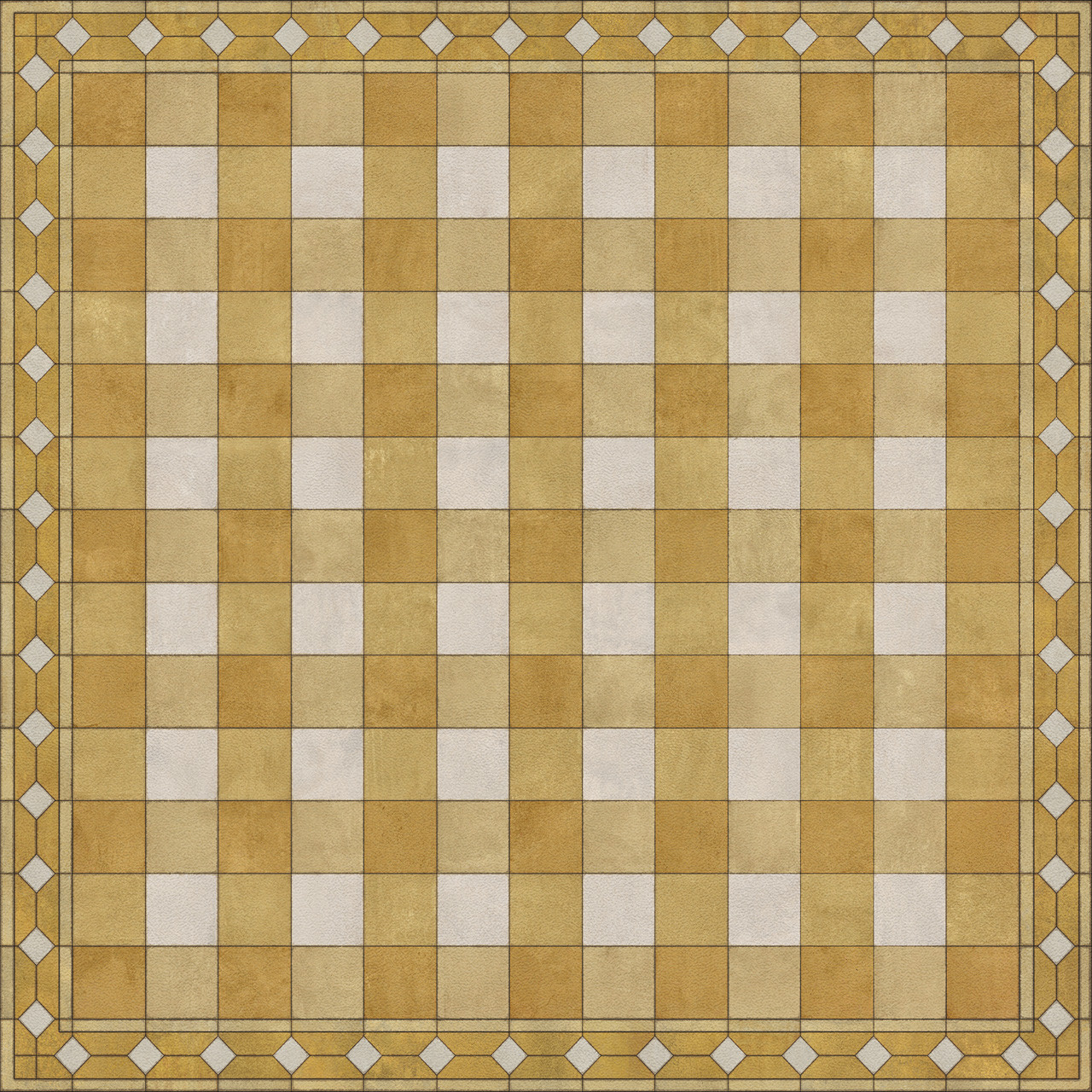 Williamsburg Gingham Tile Yellow - vinyl floor cloth sizes 60x60, 72x72