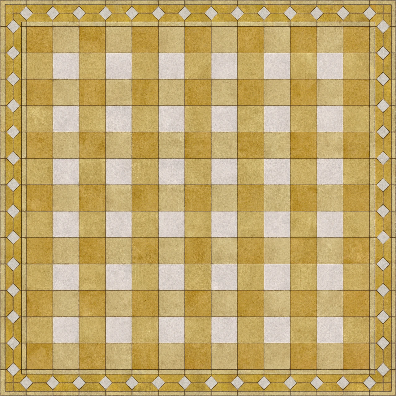 Williamsburg Gingham Tile Yellow - vinyl floor cloth size 84x84