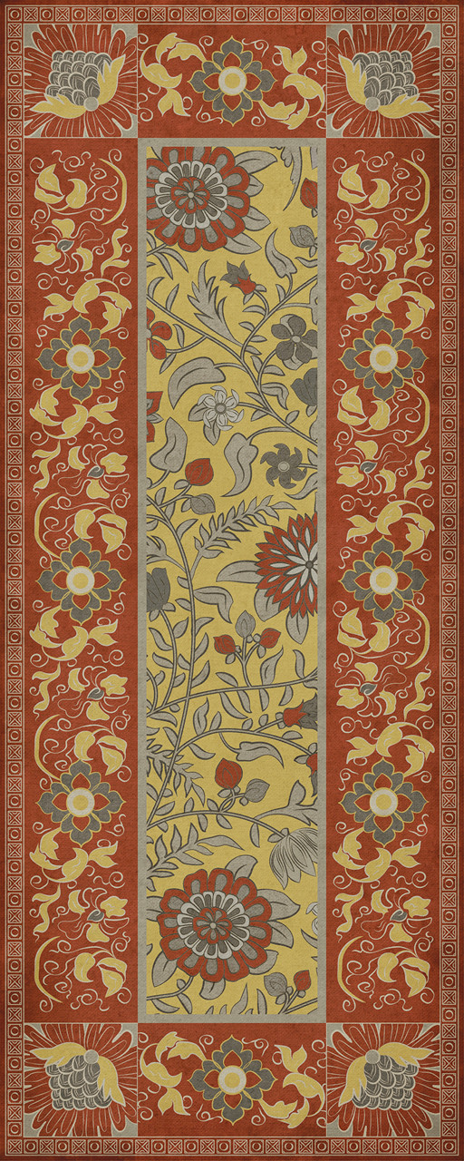 Williamsburg Indian Quilt Calcutta - vinyl floor cloth sizes 30x75, 36x90