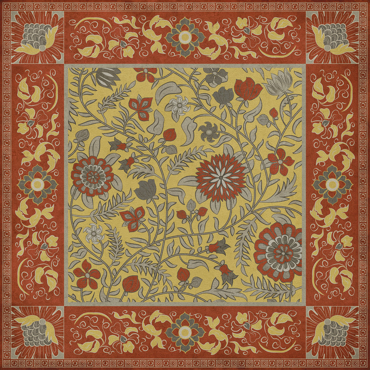 Williamsburg Indian Quilt Calcutta - vinyl floor cloth, Image for all square sizes