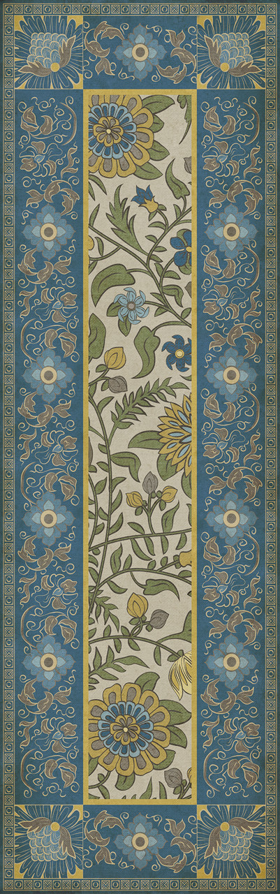 Williamsburg Indian Quilt Cochin - vinyl floor cloth size 36x115