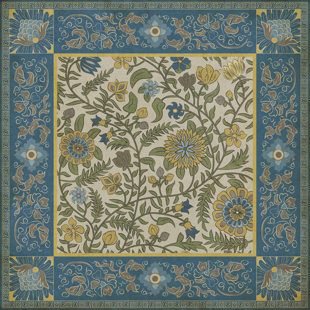 Williamsburg Indian Quilt Cochin - vinyl floor cloth, Image for all square sizes