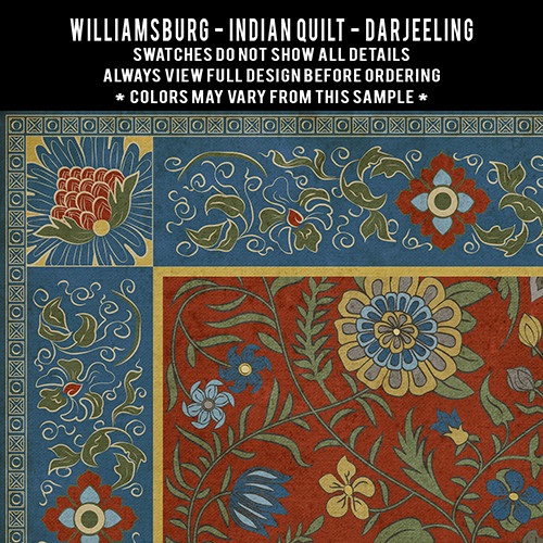Williamsburg Indian Quilt Darjeeling - vinyl floor cloth swatch sample