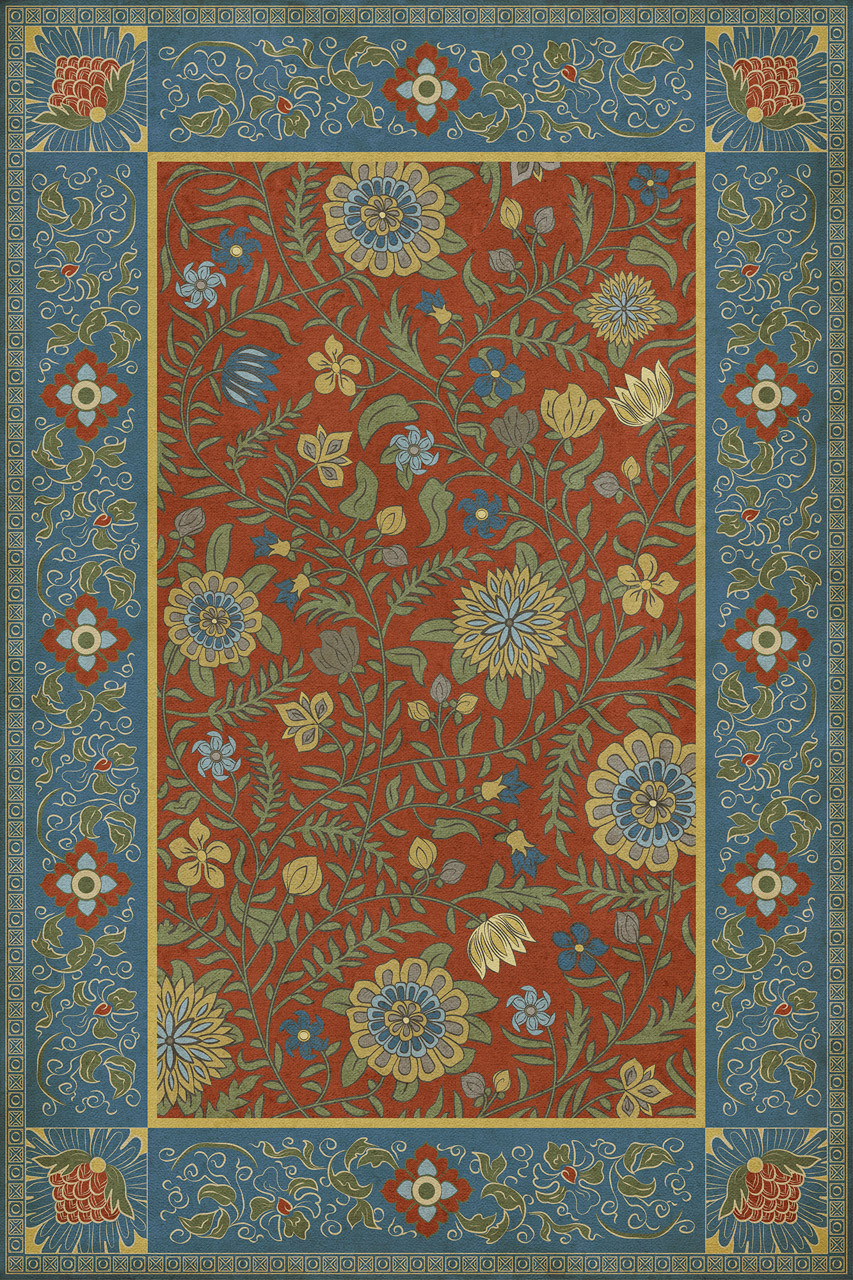 Williamsburg Indian Quilt Darjeeling - vinyl floor cloth, image for all rectangle sizes