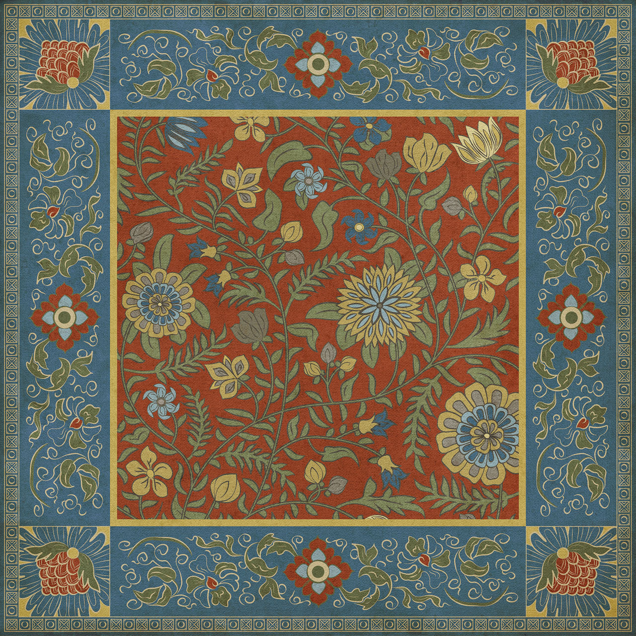 Williamsburg Indian Quilt Darjeeling - vinyl floor cloth, Image for all square sizes
