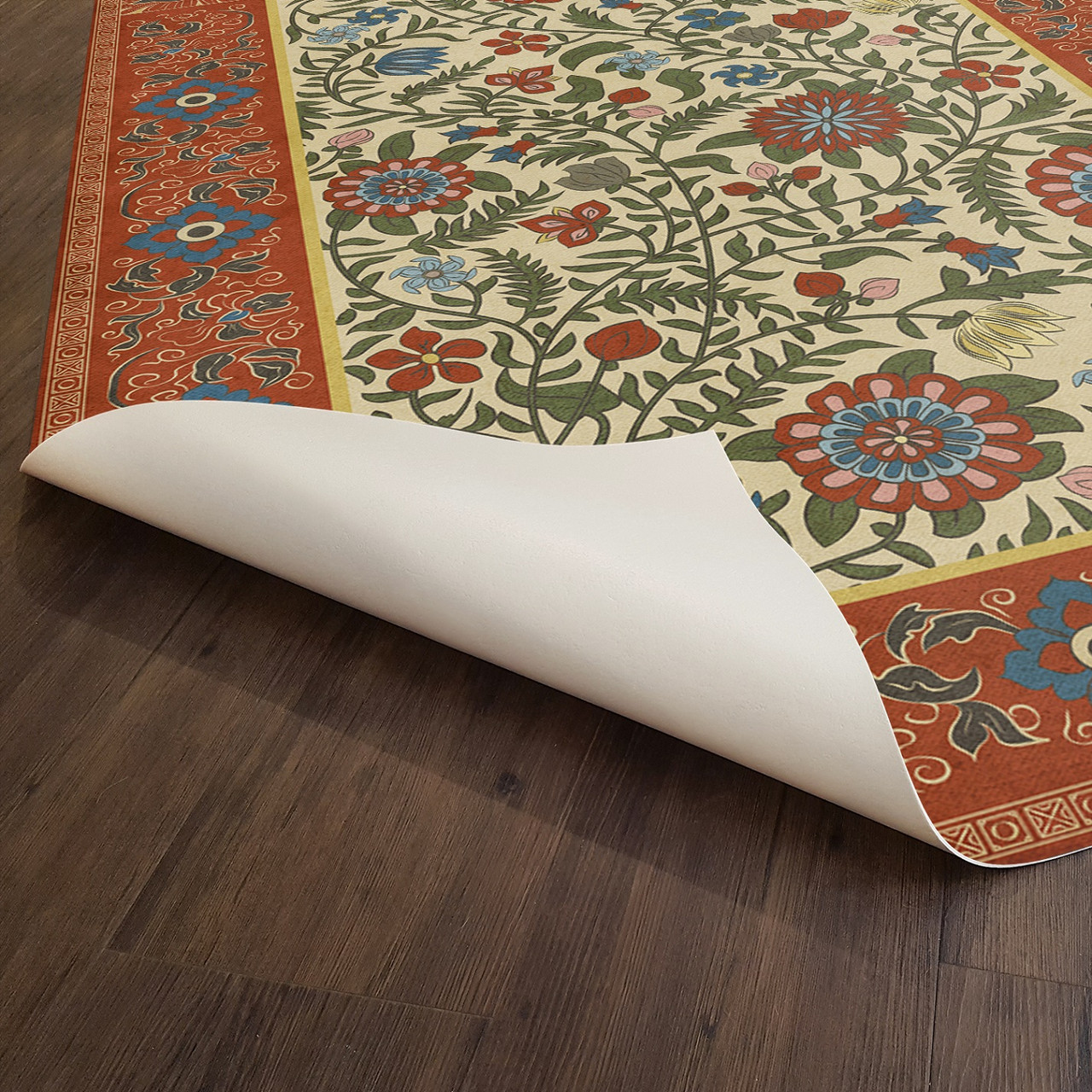 Williamsburg Indian Quilt Delhi - vinyl floor cloth underside 