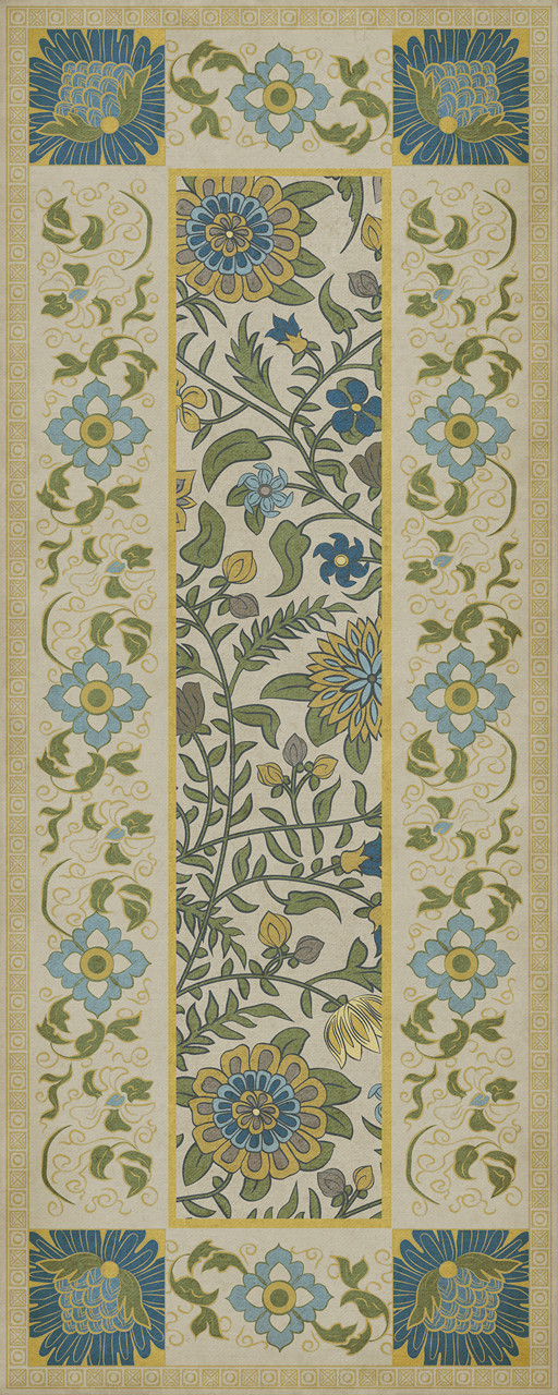 Williamsburg Indian Quilt Jaisalmer - vinyl floor cloth sizes 30x75, 36x90