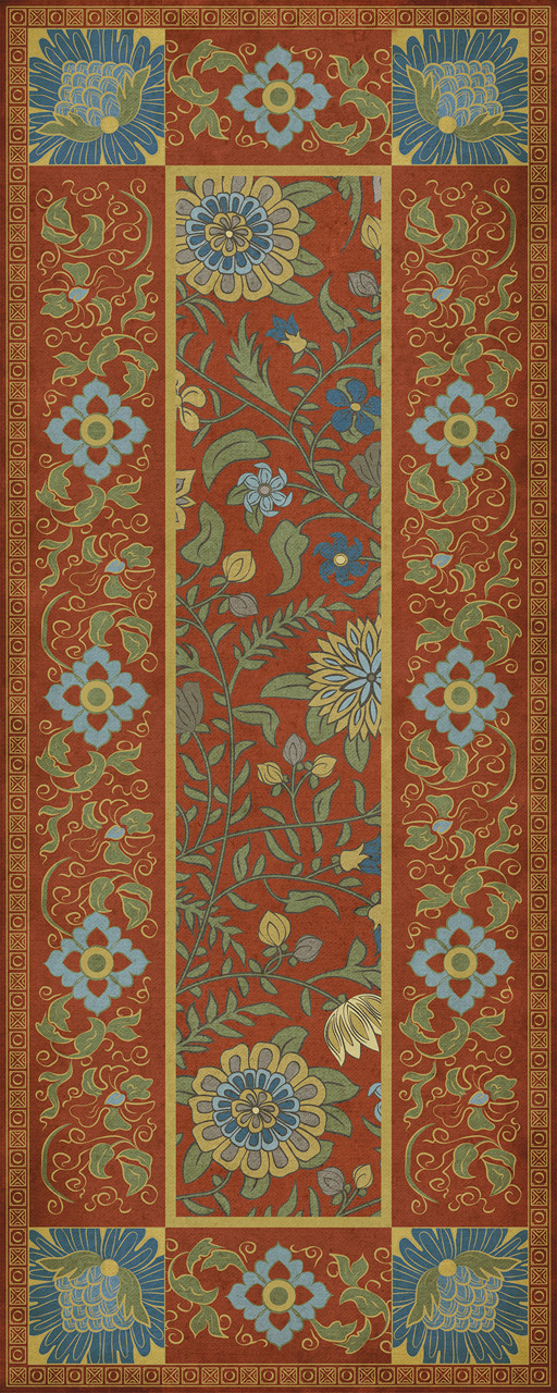 Williamsburg Indian Quilt Pondicherry - vinyl floor cloth size 36x90