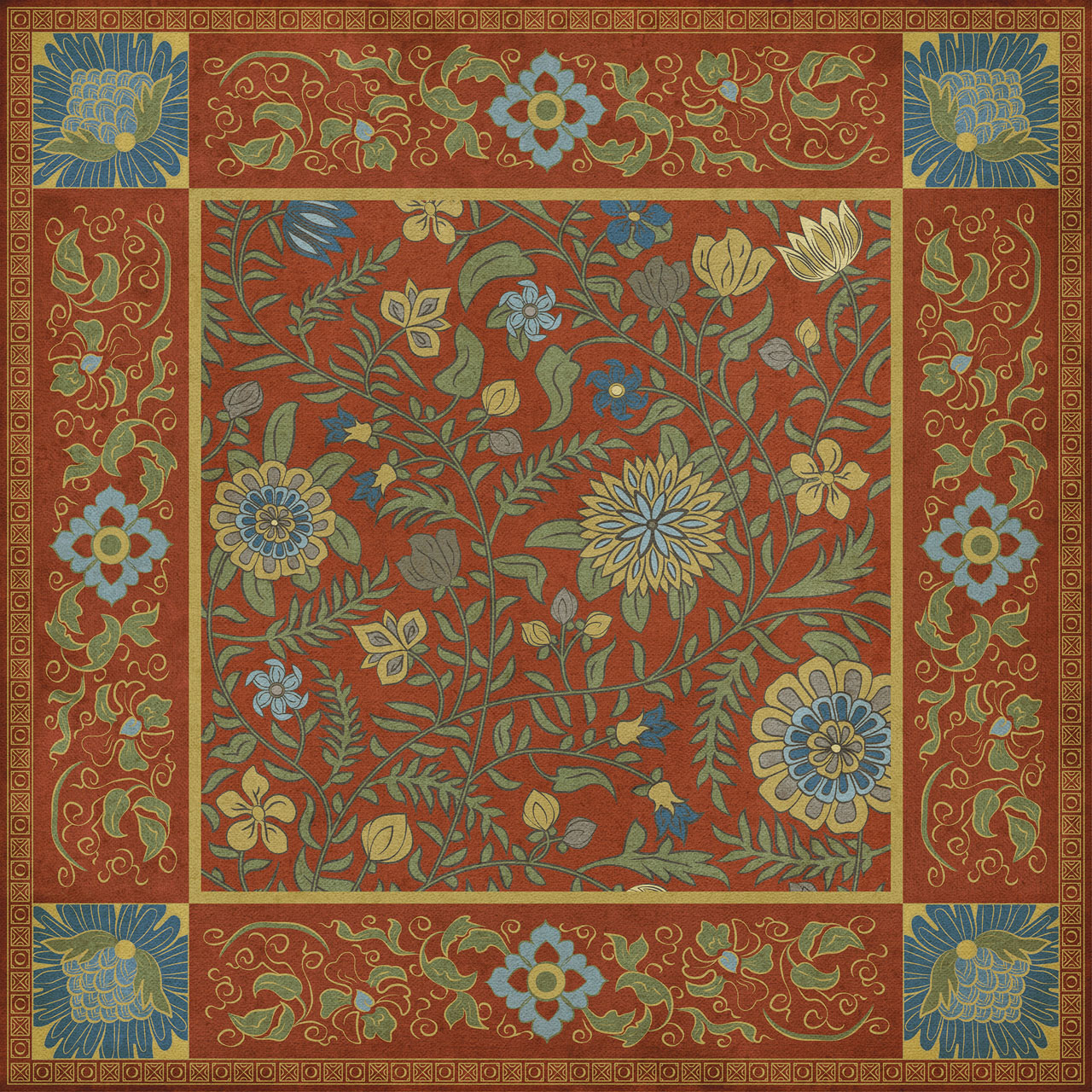 Williamsburg Indian Quilt Pondicherry - vinyl floor cloth, image for all square sizes