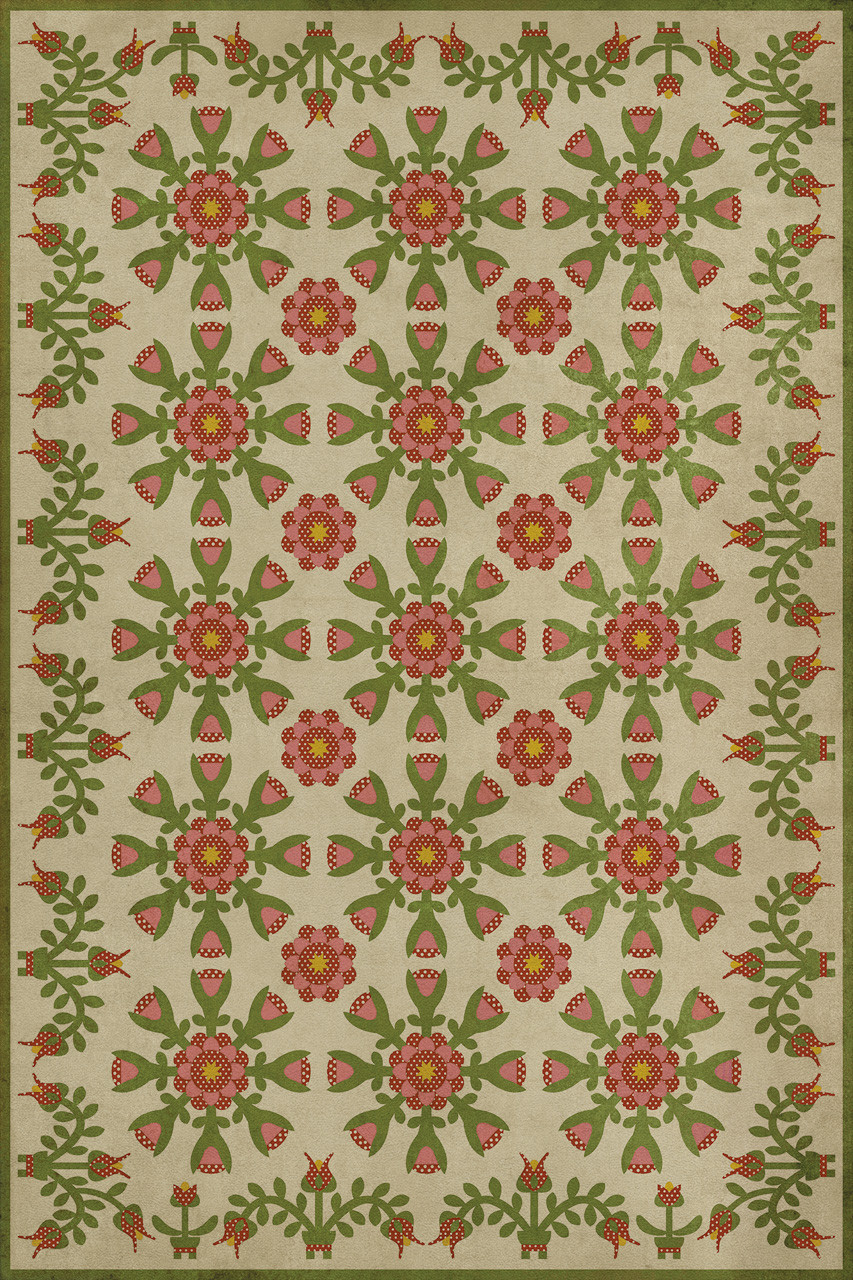 Williamsburg Needlework Amanda's Fable - vinyl floor cloth sizes 20x30, 24x36, 38x56, 52x76, 70x102, 84x120