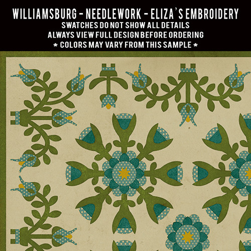 Williamsburg Needlework Eliza's Embroidery - vinyl floor cloth swatch sample