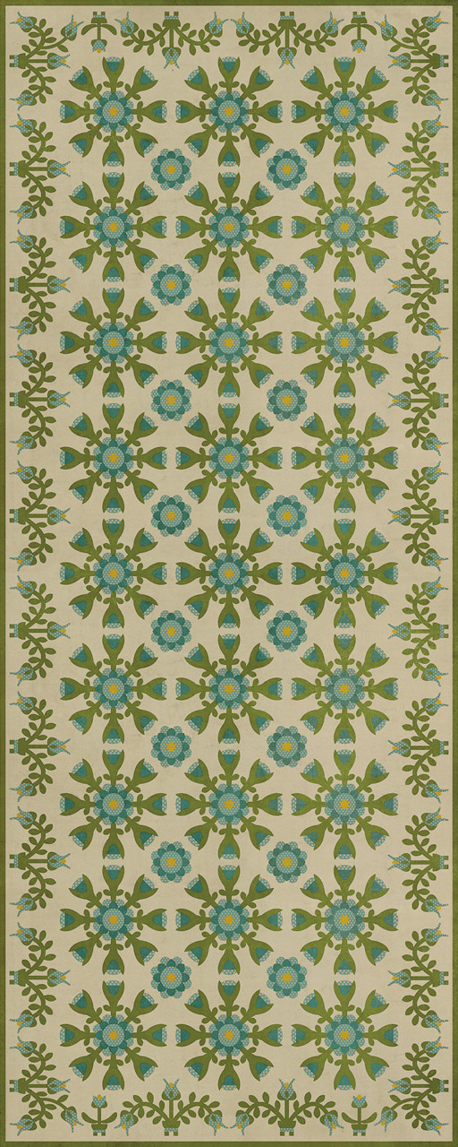 Williamsburg Needlework Eliza's Embroidery - vinyl floor cloth sizes 30x75, 36x90
