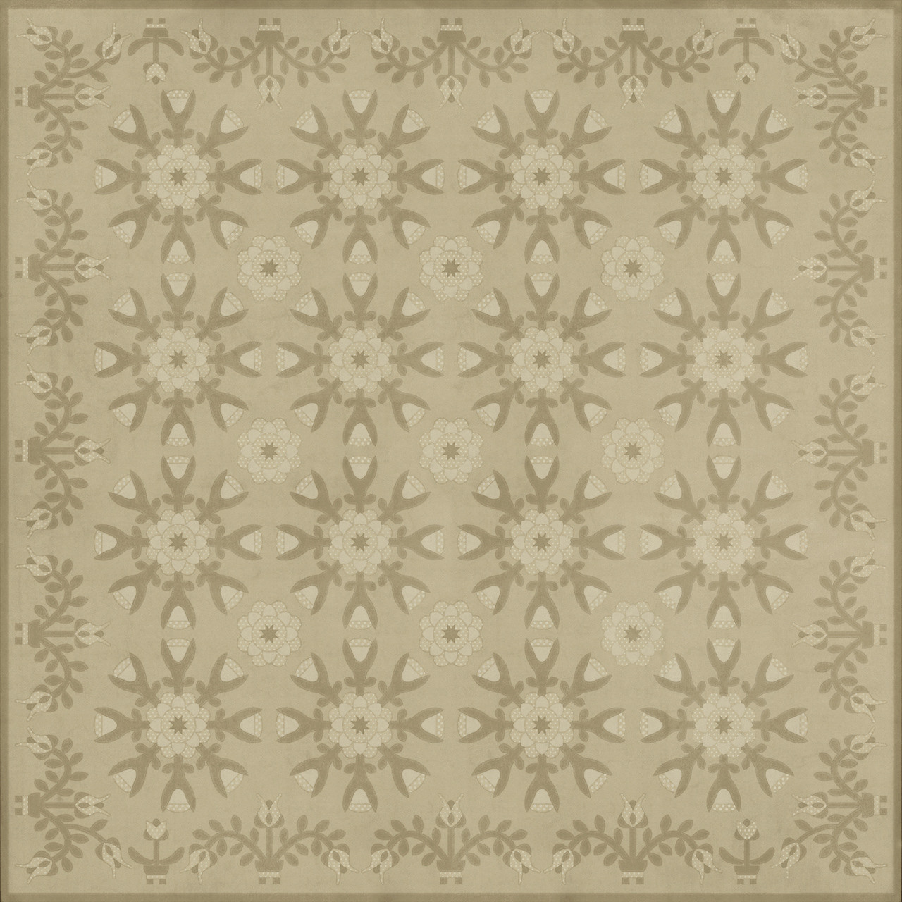 Williamsburg Needlework Margaret's Diary - vinyl floor cloth sizes 96x96, 120x120