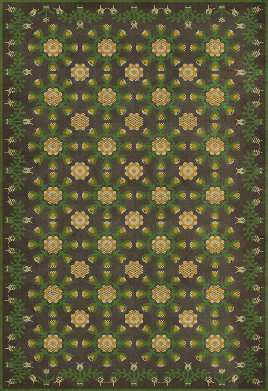 Williamsburg Needlework Polly's Penny Squares - vinyl floor cloth sizes 96x140, 120x175
