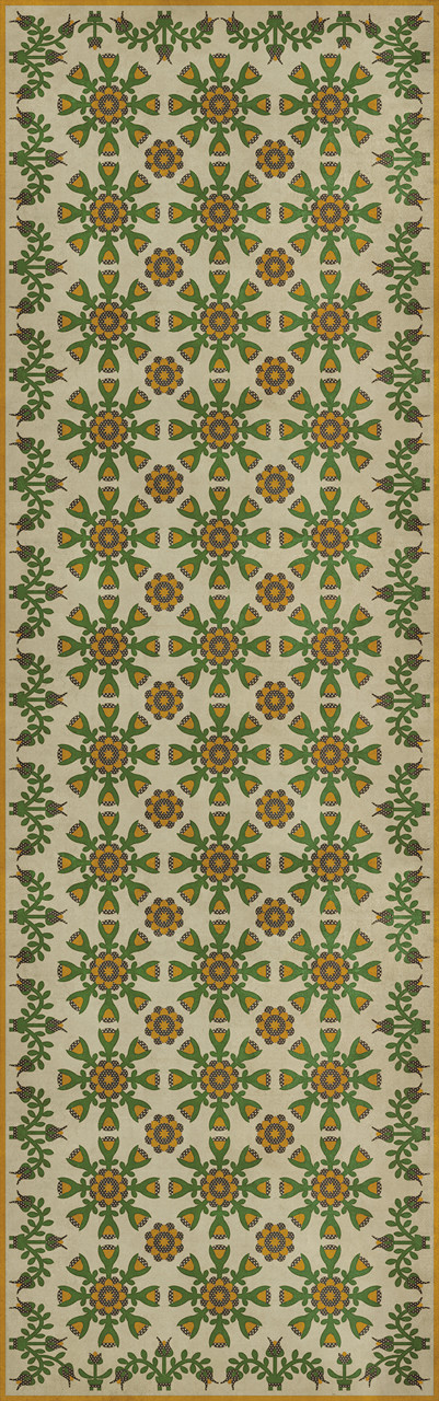 Williamsburg Needlework Rebecca's Remnants - vinyl floor cloth sizes 24x77, 30x96, 36x115