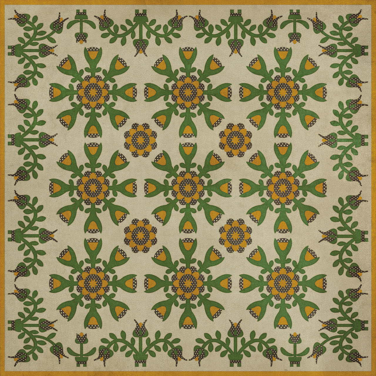 Williamsburg Needlework Rebecca's Remnants - vinyl floor cloth sizes 36x36, 48x48, 60x60, 72x72
