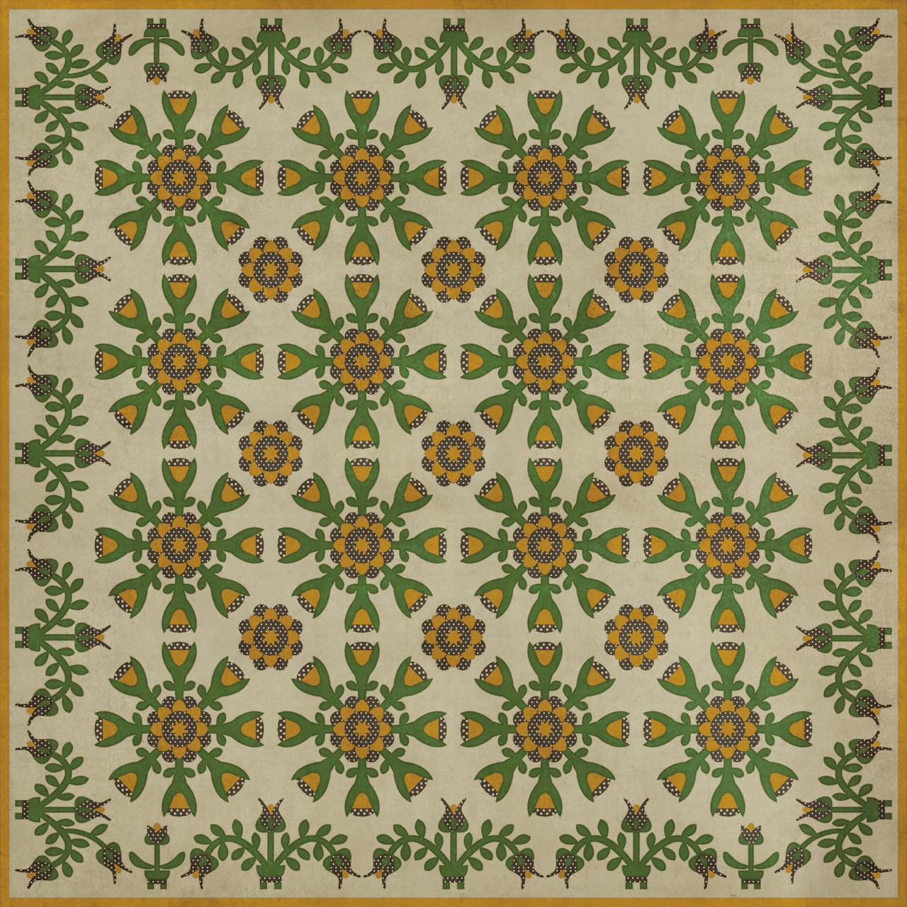 Williamsburg Needlework Rebecca's Remnants - vinyl floor cloth sizes 96x96, 120x120