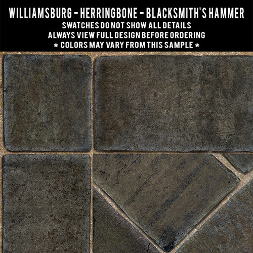 Williamsburg Herringbone Brick Blacksmiths Hammer - vinyl floor cloth swatch sample