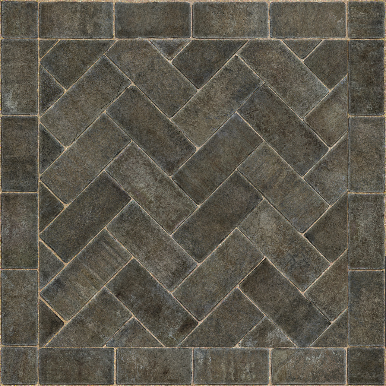 Williamsburg Herringbone Brick Blacksmiths Hammer - vinyl floor cloth size 36x36