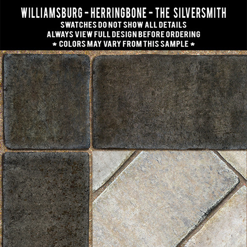 Williamsburg Herringbone brick The Silversmith - vinyl floor cloth swatch sample