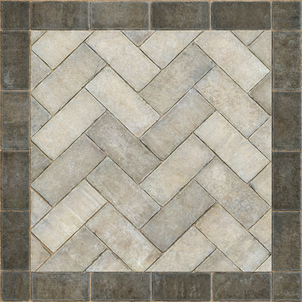 Williamsburg Herringbone brick The Silversmith - vinyl floor cloth size 36x36