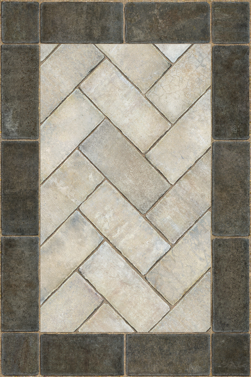 Williamsburg Herringbone brick The Silversmith - vinyl floor cloth sizes 20x30, 24x36