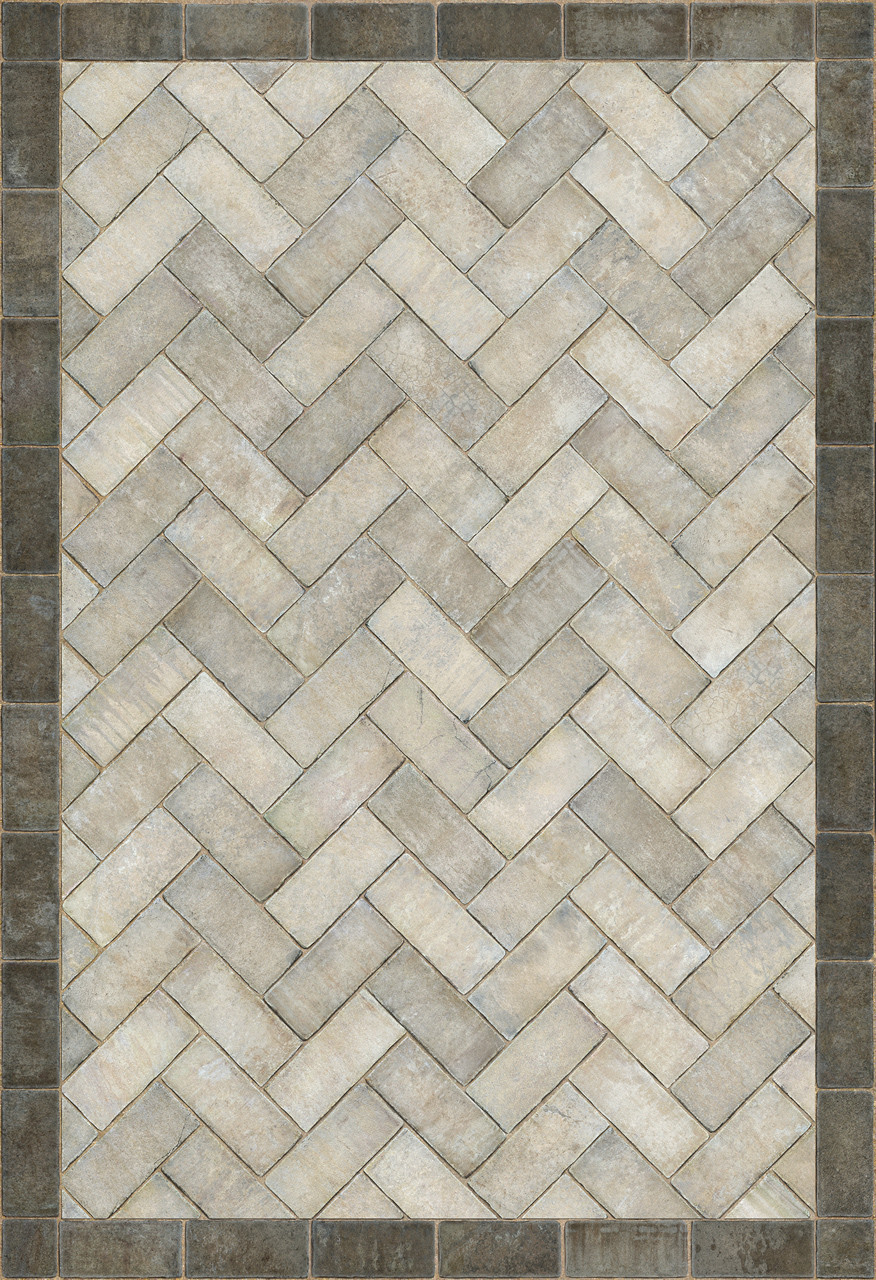 Williamsburg Herringbone brick The Silversmith - vinyl floor cloth size 52x76