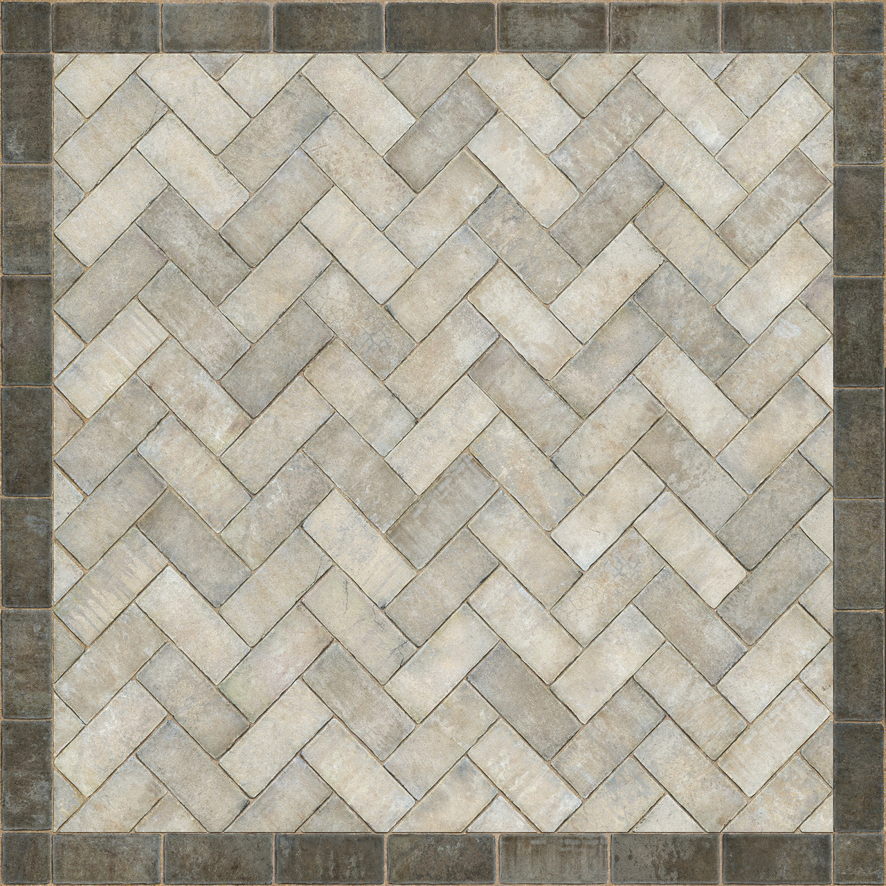 Williamsburg Herringbone brick The Silversmith - vinyl floor cloth size 60x60