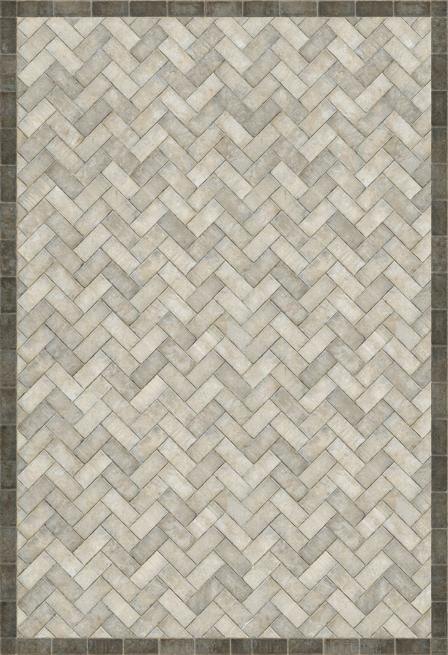 Williamsburg Herringbone brick The Silversmith - vinyl floor cloth size 96x140