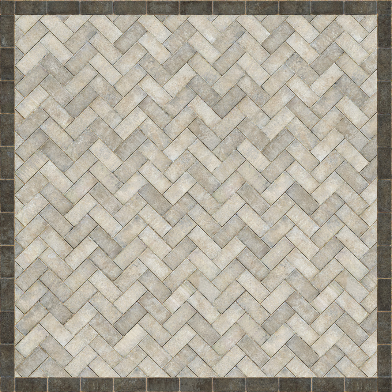 Williamsburg Herringbone brick The Silversmith - vinyl floor cloth size 96x96