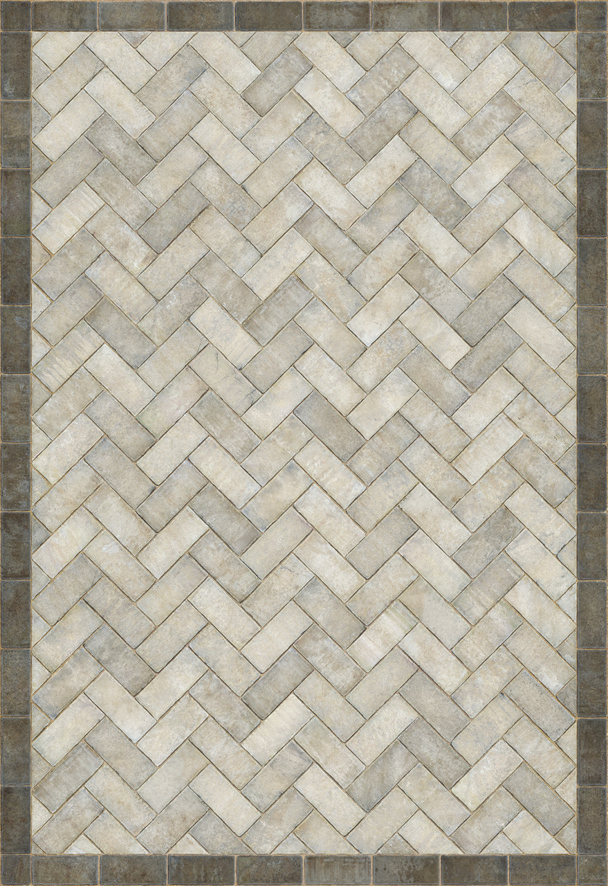 Williamsburg Herringbone brick The Silversmith - vinyl floor cloth size 70x102