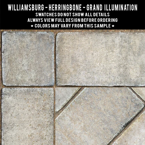 Williamsburg Herringbone Brick Grand Illumination - vinyl floor cloth swatch sample