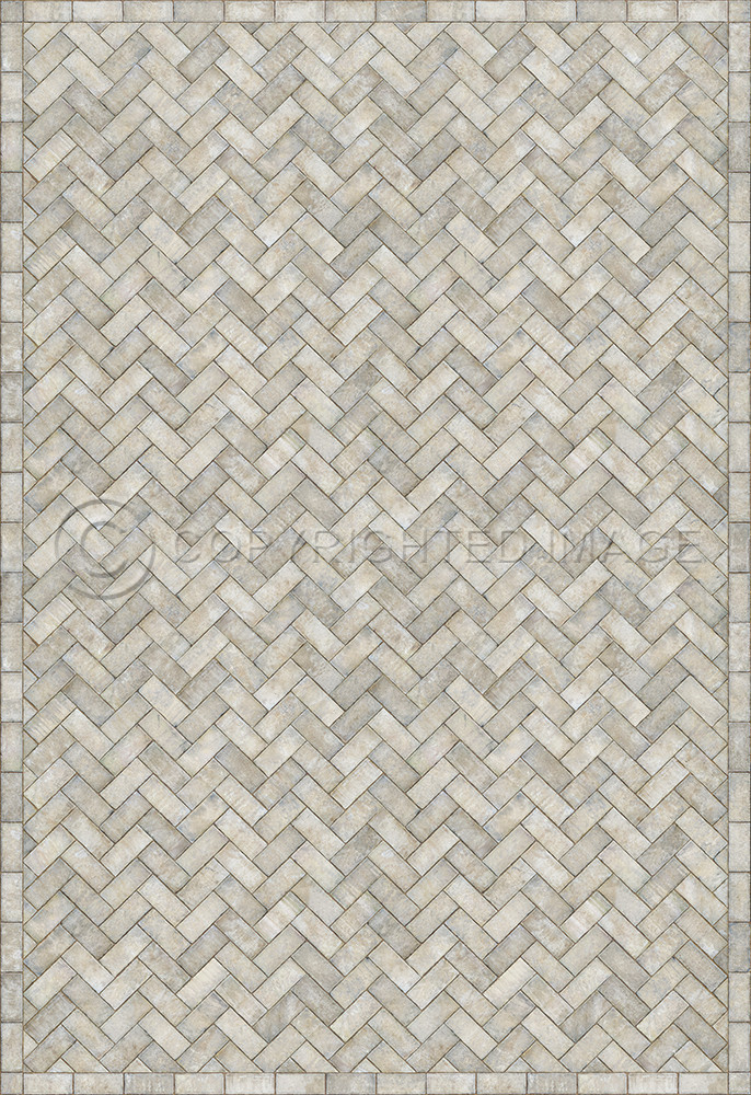 Williamsburg Herringbone Brick Grand Illumination - vinyl floor cloth size 120x175