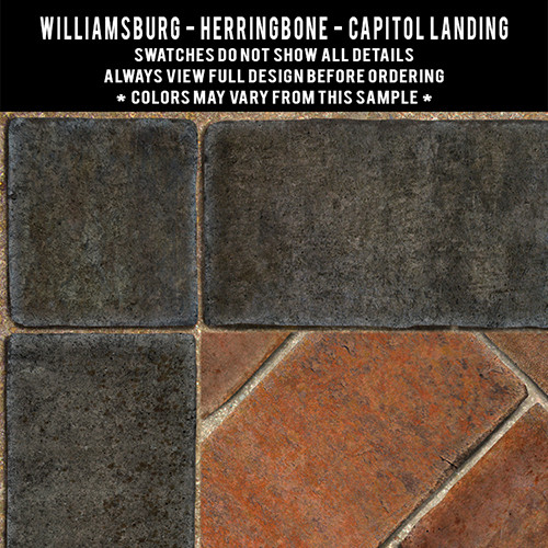 Williamsburg Herringbone Brick Capitol Landing - vinyl floor cloth swatch sample