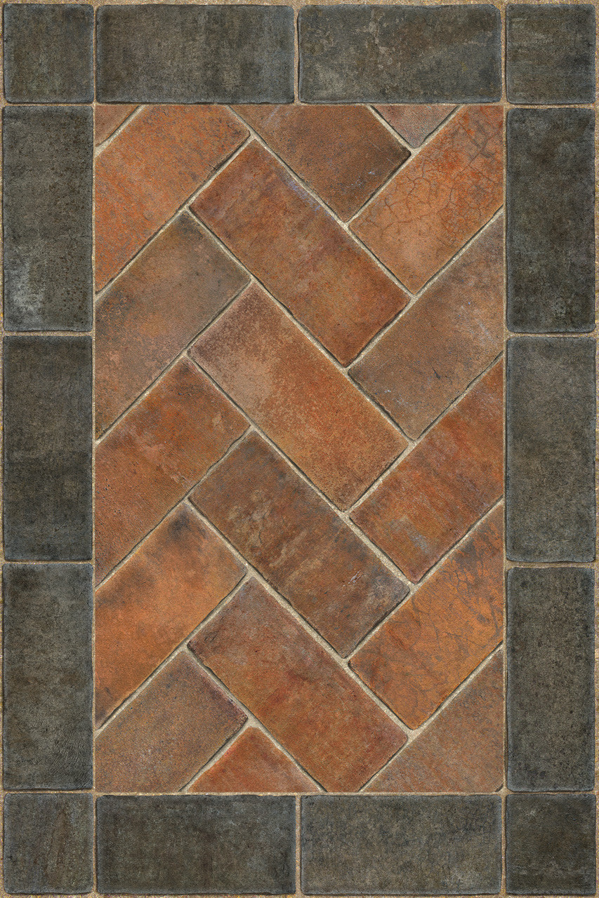 Williamsburg Herringbone Brick Capitol Landing - vinyl floor cloth sizes 20x30, 24x36