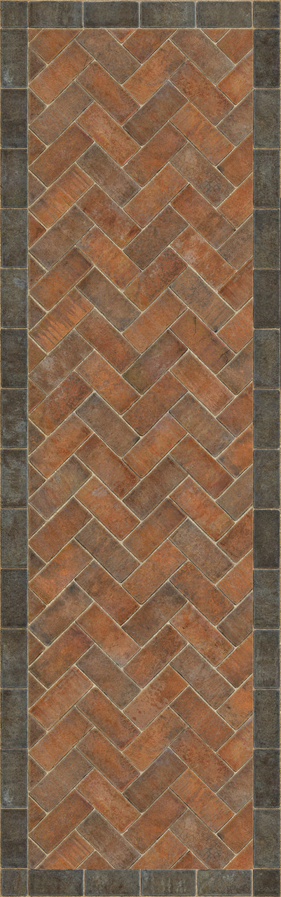 Williamsburg Herringbone Brick Capitol Landing - vinyl floor cloth size 36x115