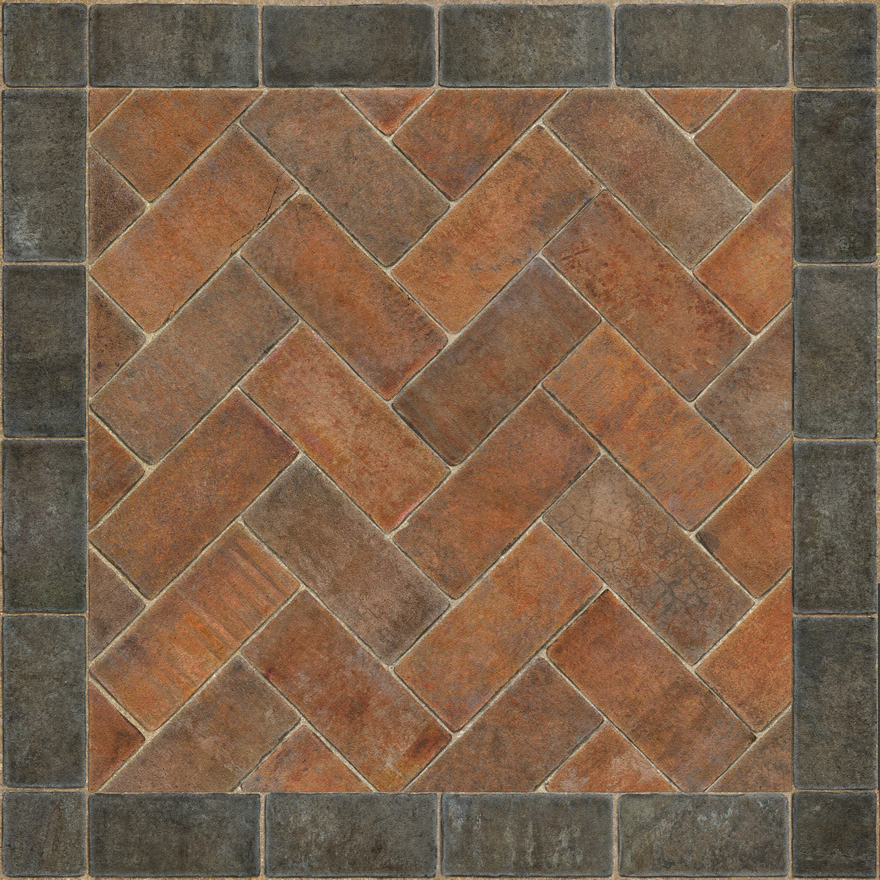 Williamsburg Herringbone Brick Capitol Landing - vinyl floor cloth size 36X36