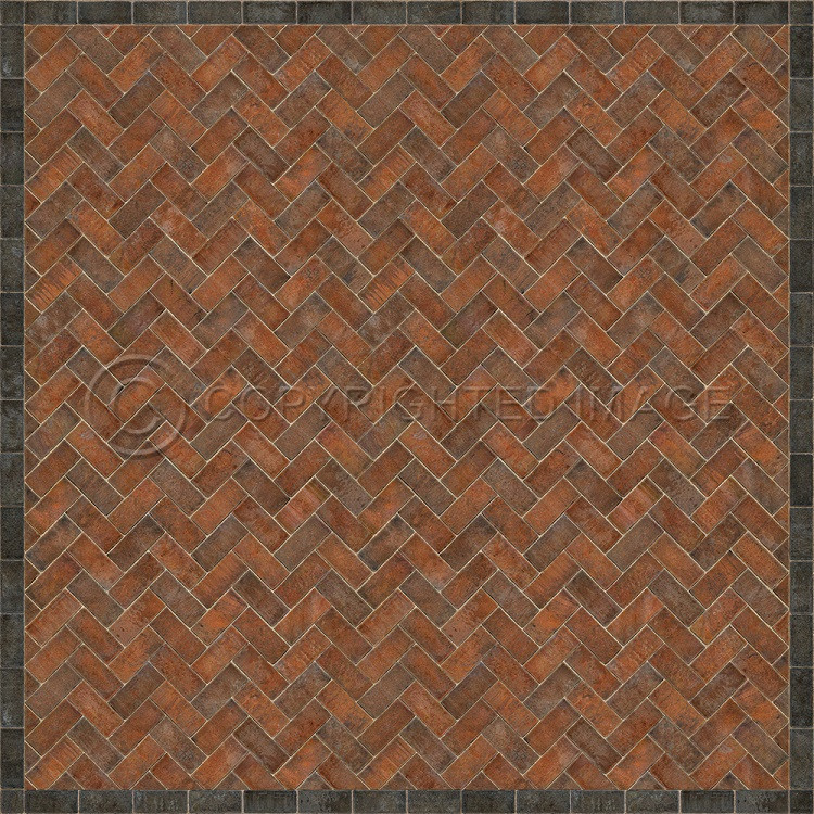 Williamsburg Herringbone Brick Capitol Landing - vinyl floor cloth size 120X120