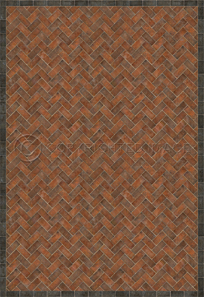 Williamsburg Herringbone Brick Capitol Landing - vinyl floor cloth size 120X175