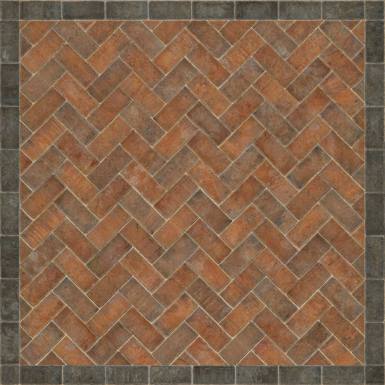 Williamsburg Herringbone Brick Capitol Landing - vinyl floor cloth size 72X72