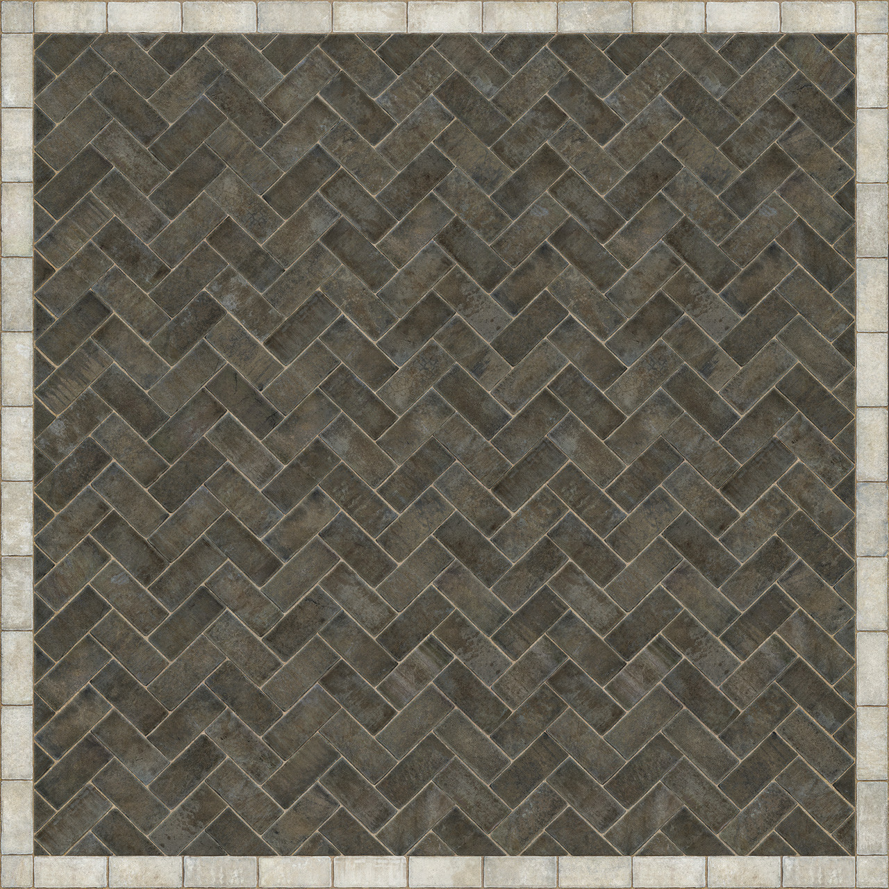 Williamsburg Herringbone Brick Pewterware - vinyl floor cloth size 96x96