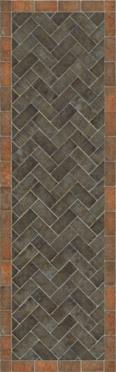 Williamsburg Herringbone Brick The Powder Horn - vinyl floor cloth size 36x115