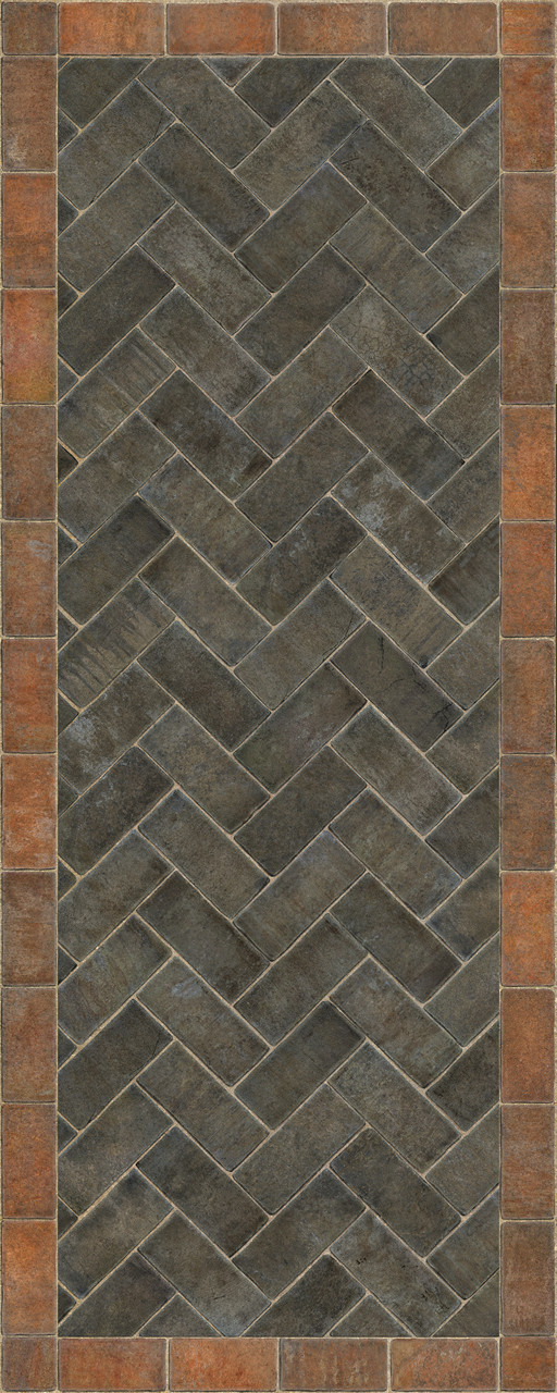 Williamsburg Herringbone Brick The Powder Horn - vinyl floor cloth size 30x75, 36x90