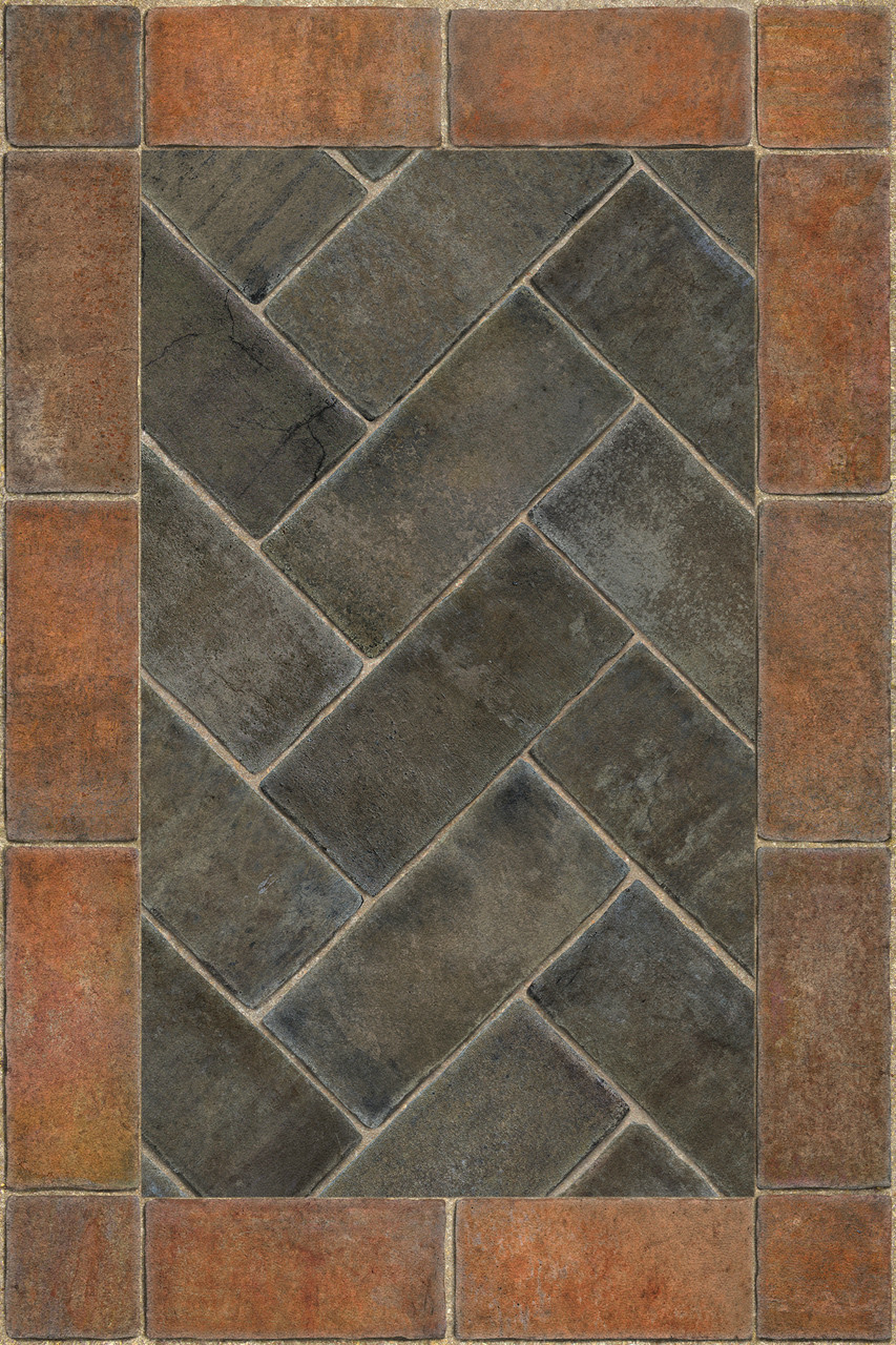 Williamsburg Herringbone Brick The Powder Horn - vinyl floor cloth sizes 20x30, 24x36