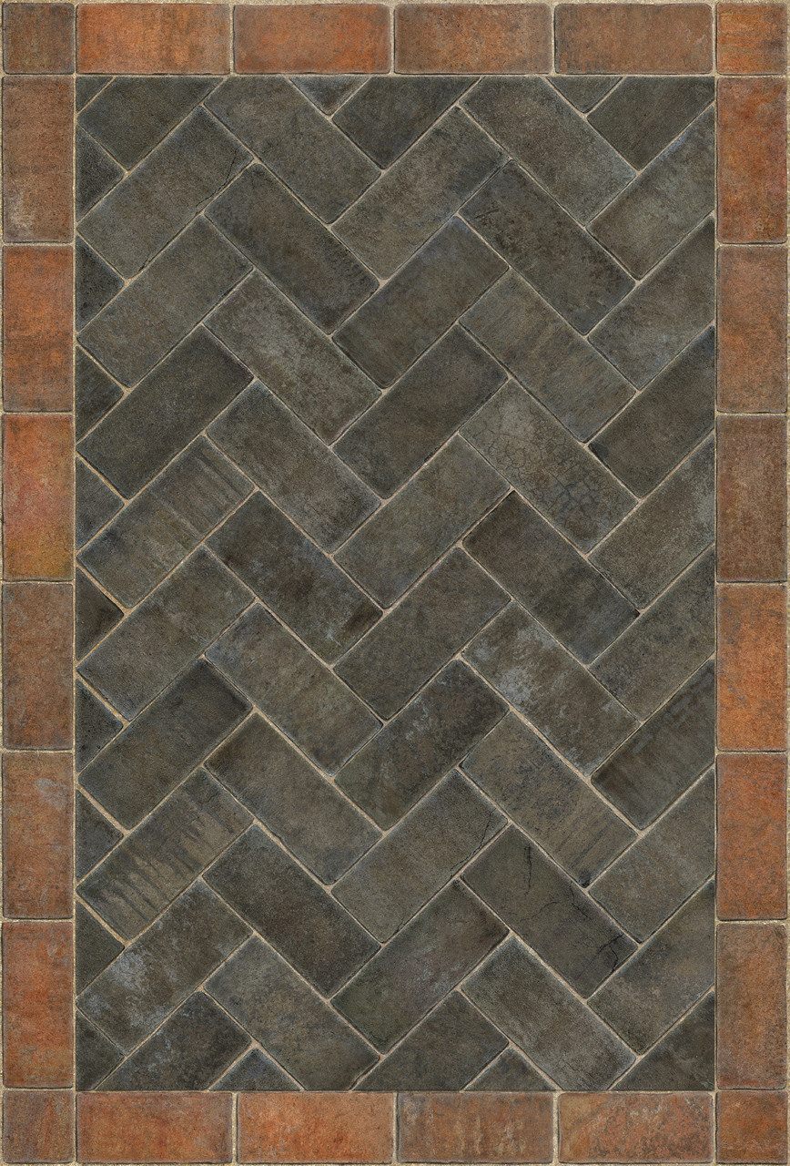 Williamsburg Herringbone Brick The Powder Horn - vinyl floor cloth size 38x56