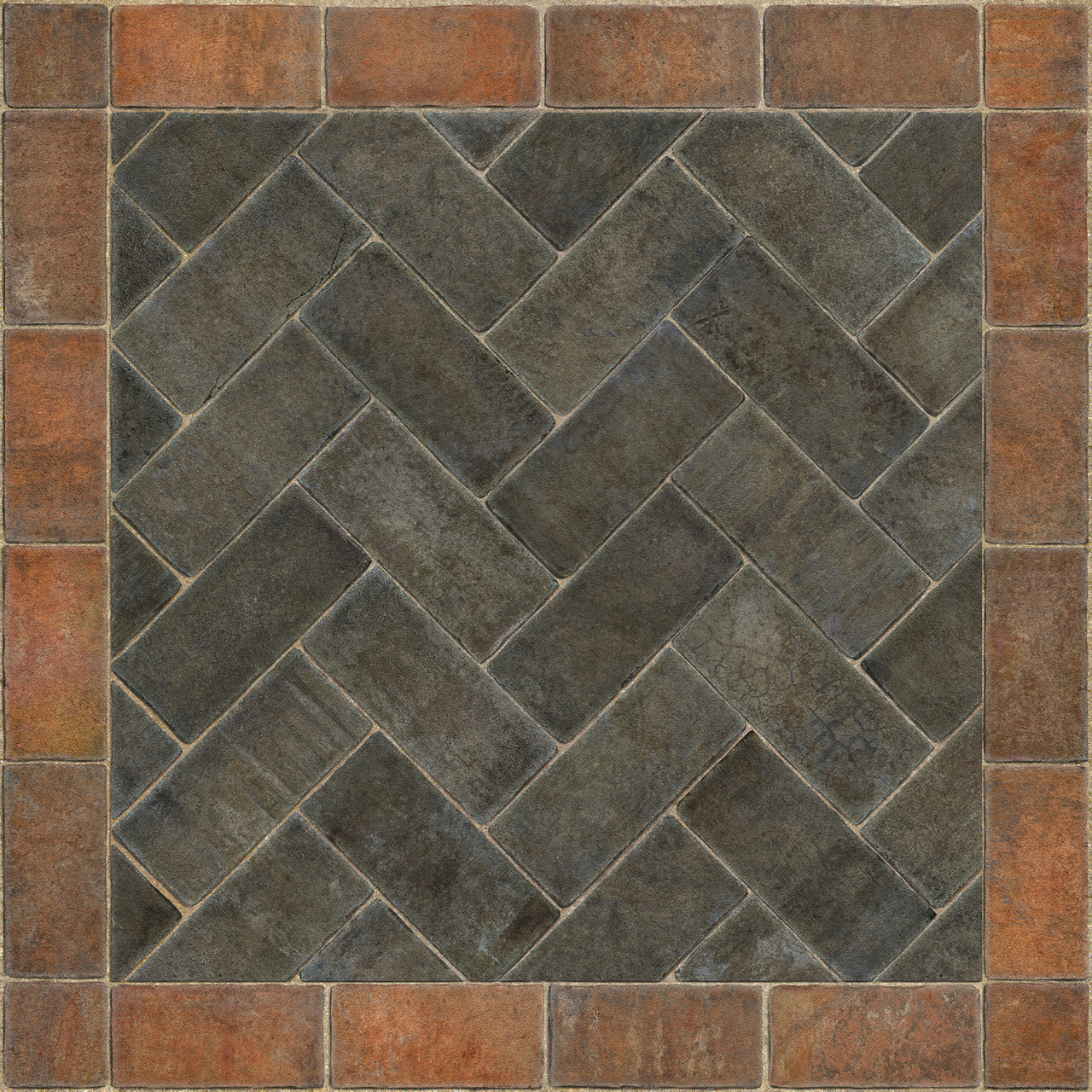 Williamsburg Herringbone Brick The Powder Horn - vinyl floor cloth size 36x36